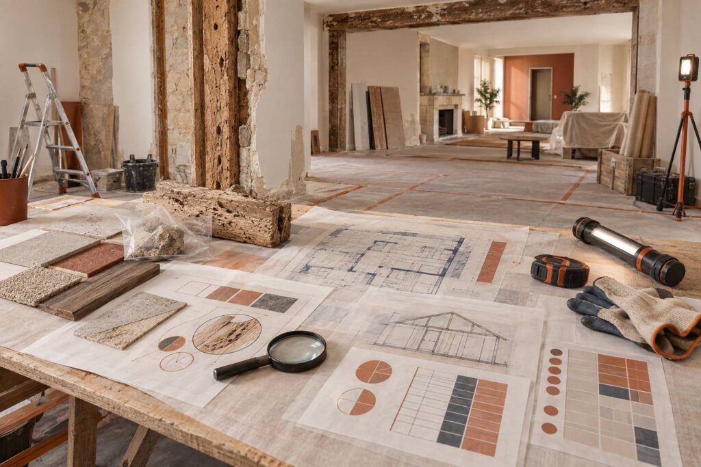 Illustration éditoriale du sujet : Plomb, amiante, termites : les diagnostics exigés avant un chantier