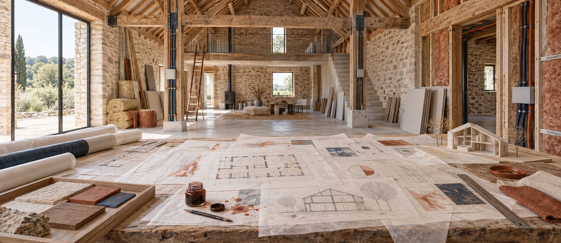 Illustration éditoriale du sujet : Rénover une grange en habitation : les conditions à réunir
